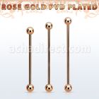 bbittb rose gold 316l steel industrial barbell, w two 5mm balls