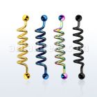 bdtd14 anodized 316l steel industrial coil barbell 5mm balls
