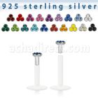 bilbtm bio flex labret with silver triple crystal top