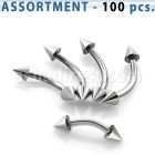 blk19a bulk of 316l steel eyebrow bananas with 3mm cones
