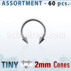 blk23c 316l steel eyebrow circular barbell with 2mm cones