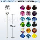blk494 silver bend it yourself nose stud w 1 4mm prong crystal