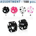 blk682 acrylic fake plugs stars 6mm to 10mm colors 100pcs