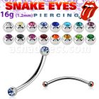 bnejb25l 316l steel snake bite banana w 2 tiny 2 5mm jewel balls
