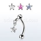 bnerv5 316l steel eyebrow banana w 3mm ball star prong cz
