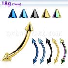 bnetcn2 anodized 316l steel eyebrow banana with 2mm cone