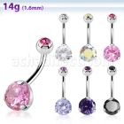 bnrdz8jb 316l steel casting belly banana w prong cz bezel ball
