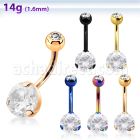 bnrdz8jbt pvd plated steel casting belly banana 14g cz jewel