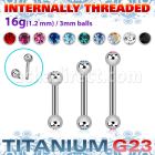 ubbejb3i titanium g23 internal barbell 3mm jewelball