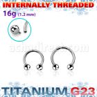 ucbebin titanium circular barbell 3mm internally threaded