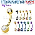 utbn2cs anodized titanium banana w 2 bezel jewel 5 6mm balls