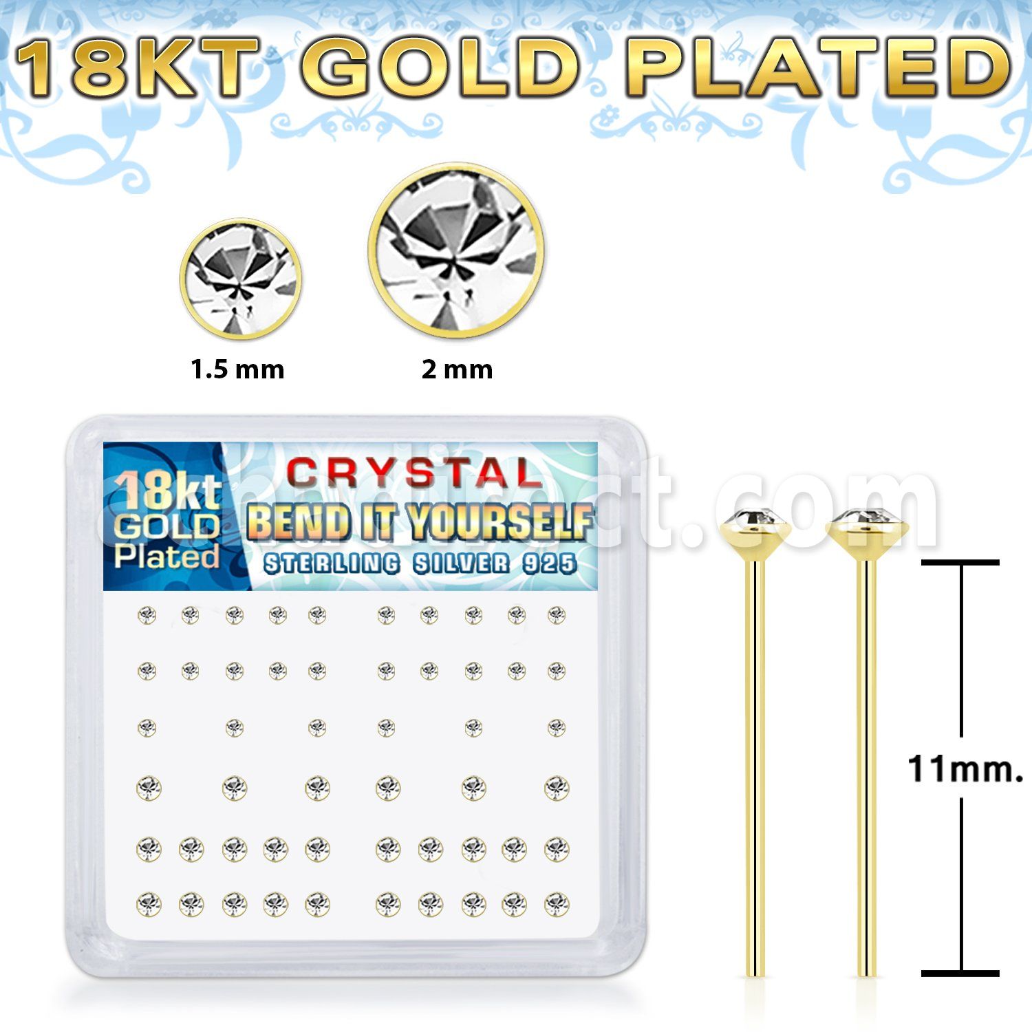 18bxymc8 18k plated silver bend it yourself nose stud 52