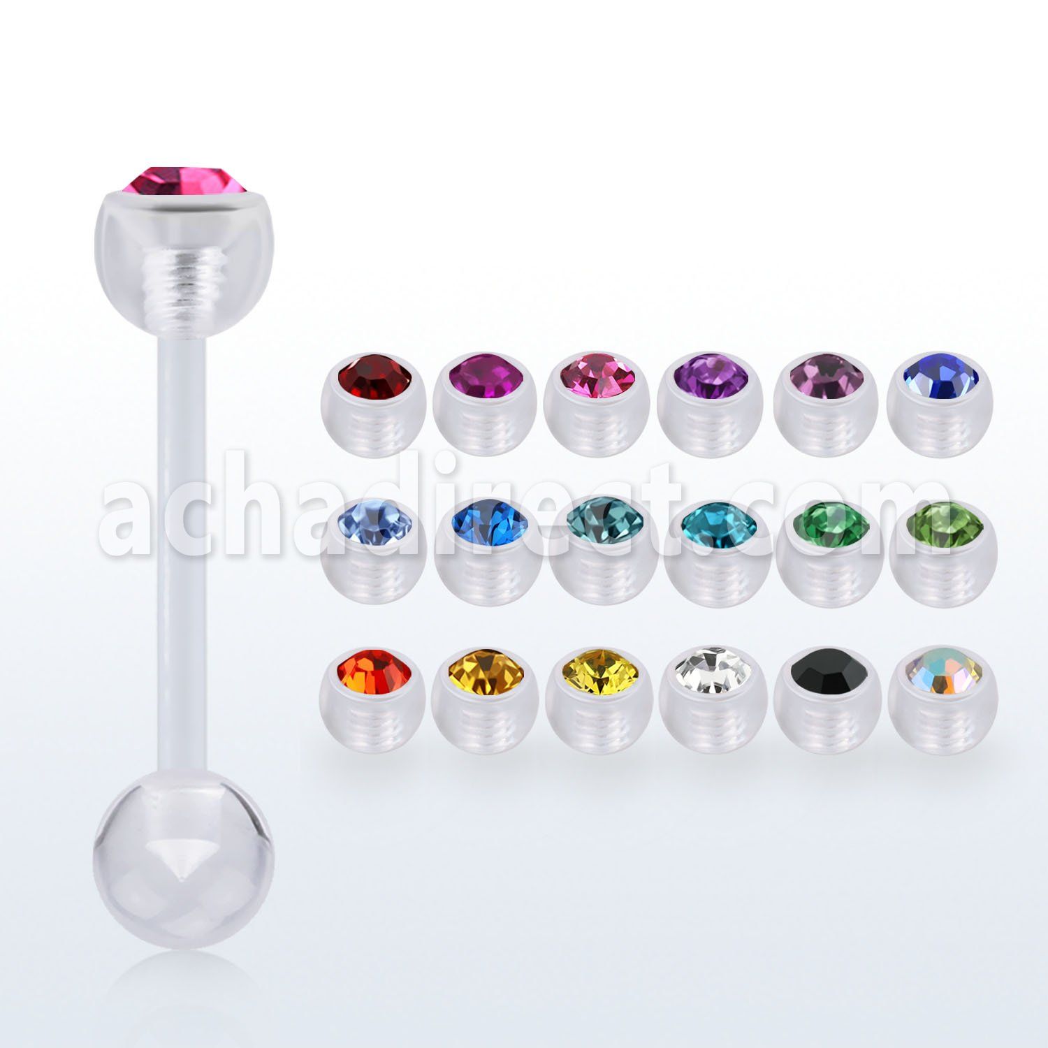 abbajb6 barbell lengua acrilico transparente flexible bola cristal bisel 6mm bola acrilica lisa 6mm inferior distribuidor mayorista
