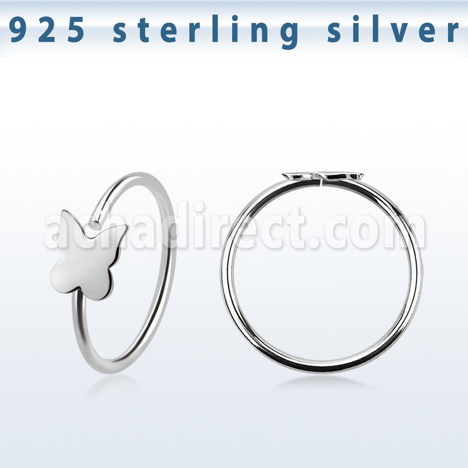 aghbt22 925 silver seamless nose ring butterfly