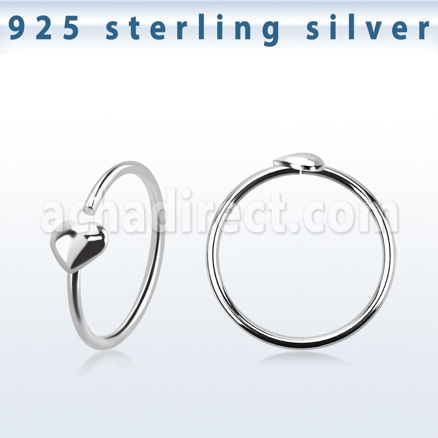 aghht22 925 silver seamless nose ring heart