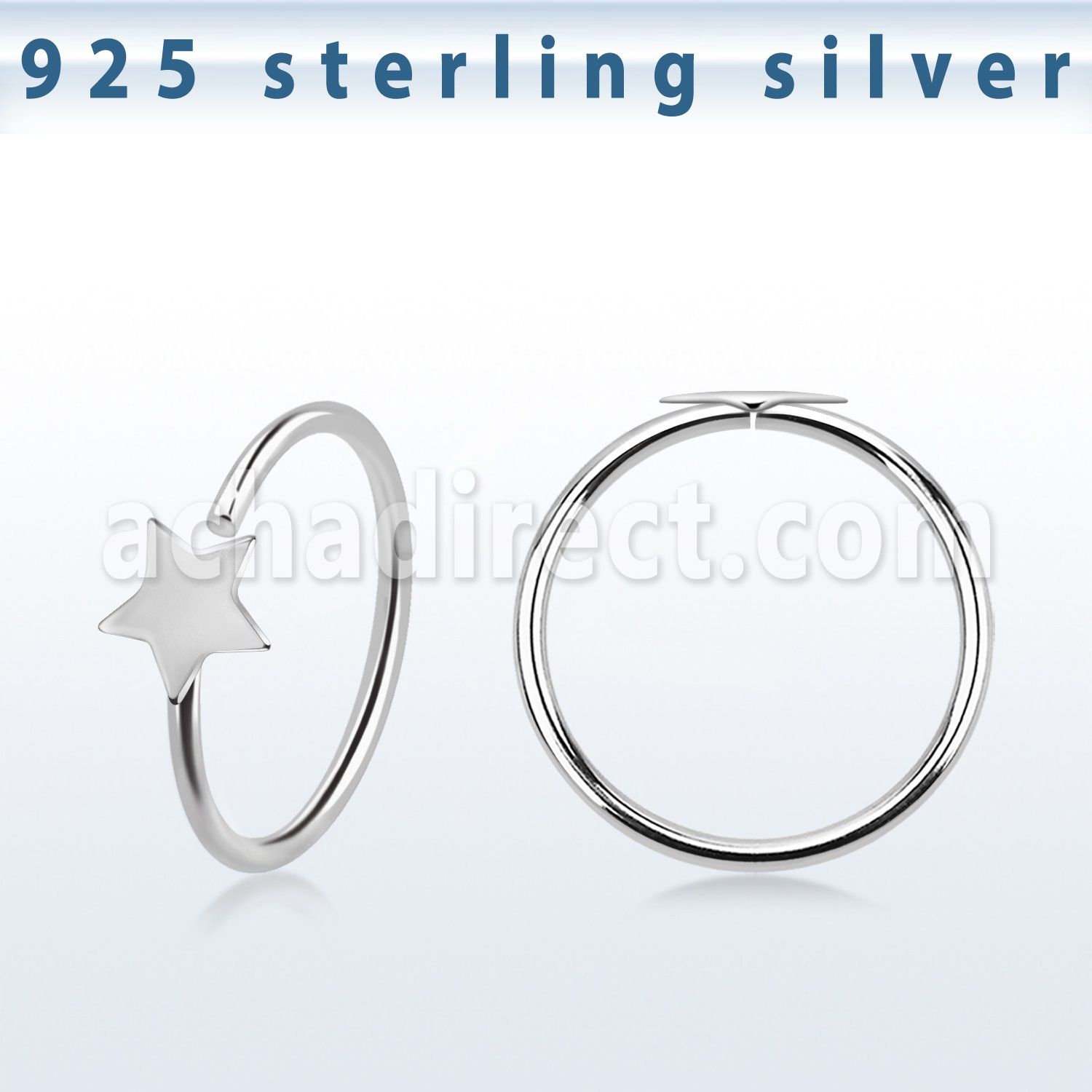 aghst22 925 silver seamless nose ring star
