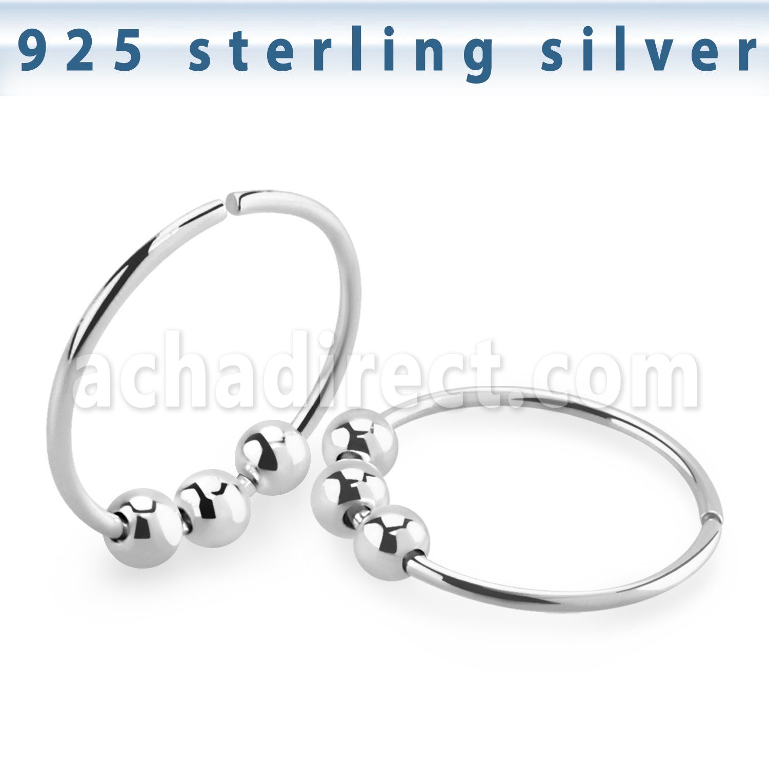agsed22 silver seamless nose ring three moveable balls
