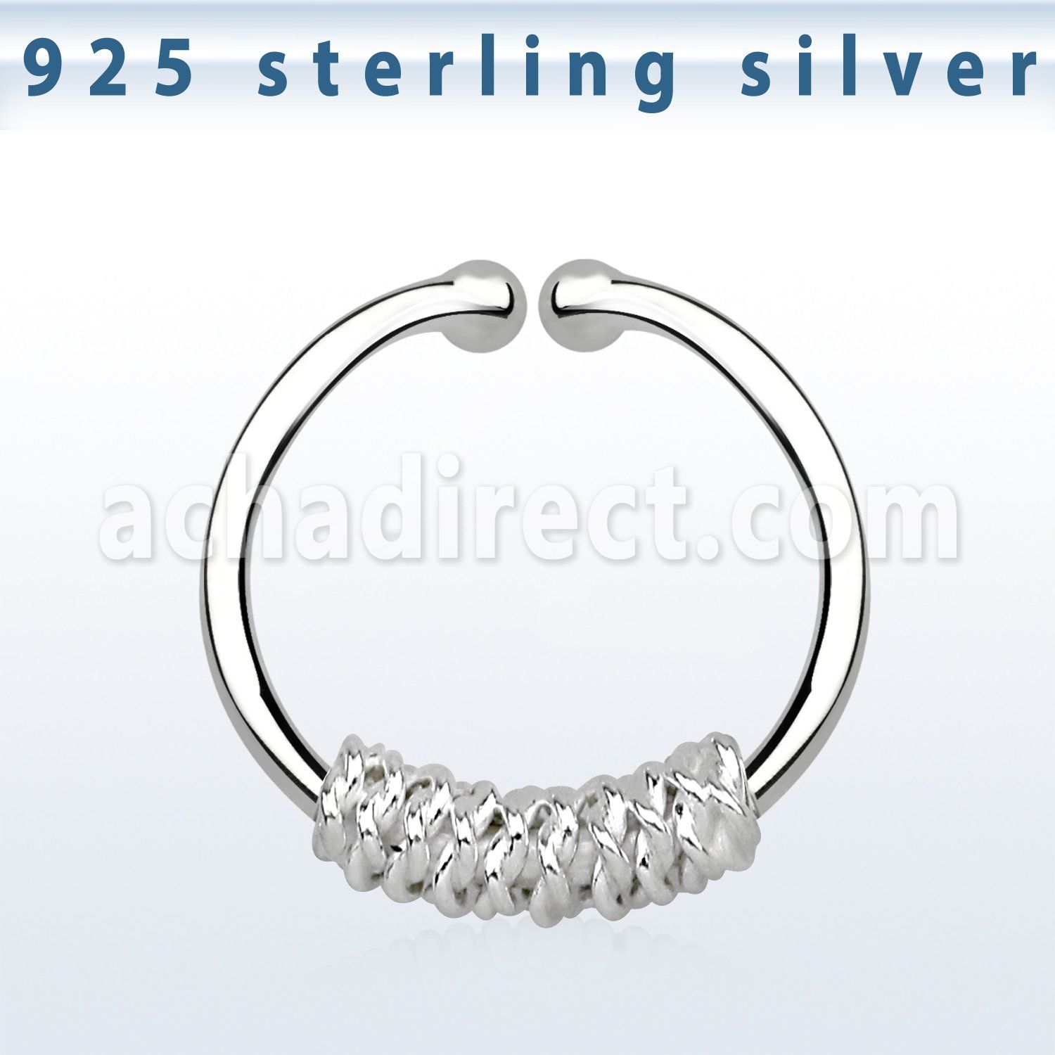agsep12i anillo septum falso plata 925 1mm cuerda gruesa envuelta alrededor 12mm al por mayor