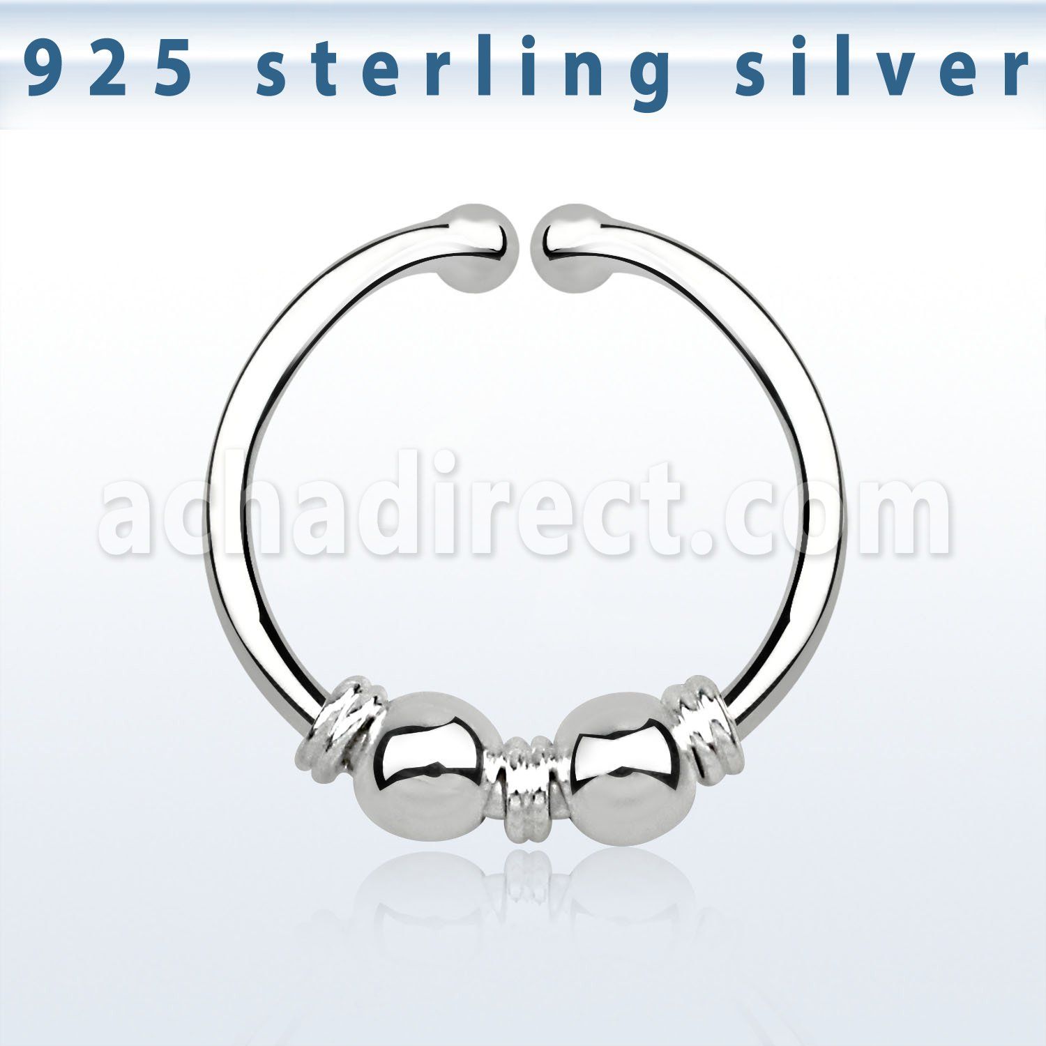 agsep12l anillo septum falso plata 925 1mm bolas tres alambres 12mm al por mayor