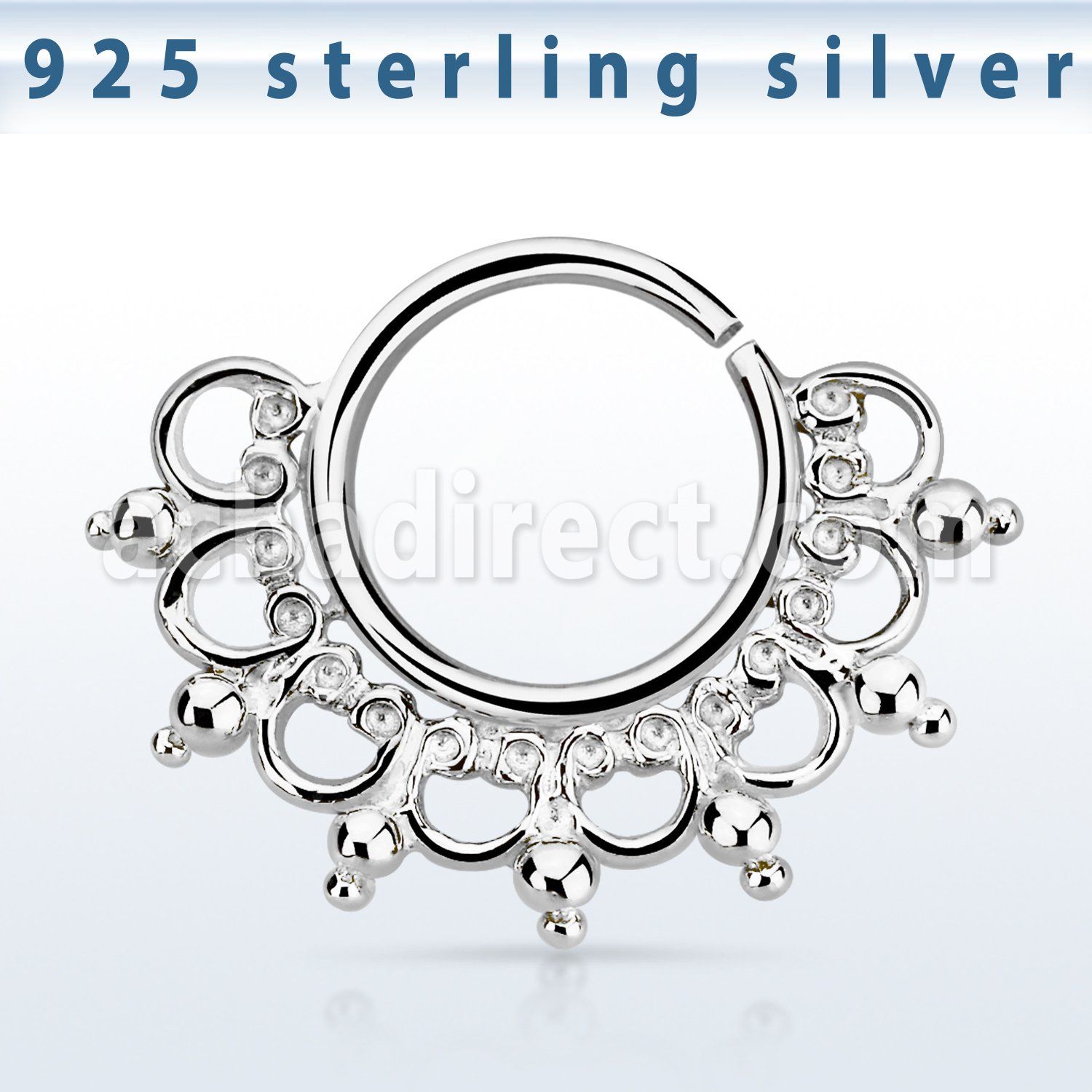 agsepv12 aro septum plata 925 1mm vintage indio extra amplio gravado 8mm mayorista
