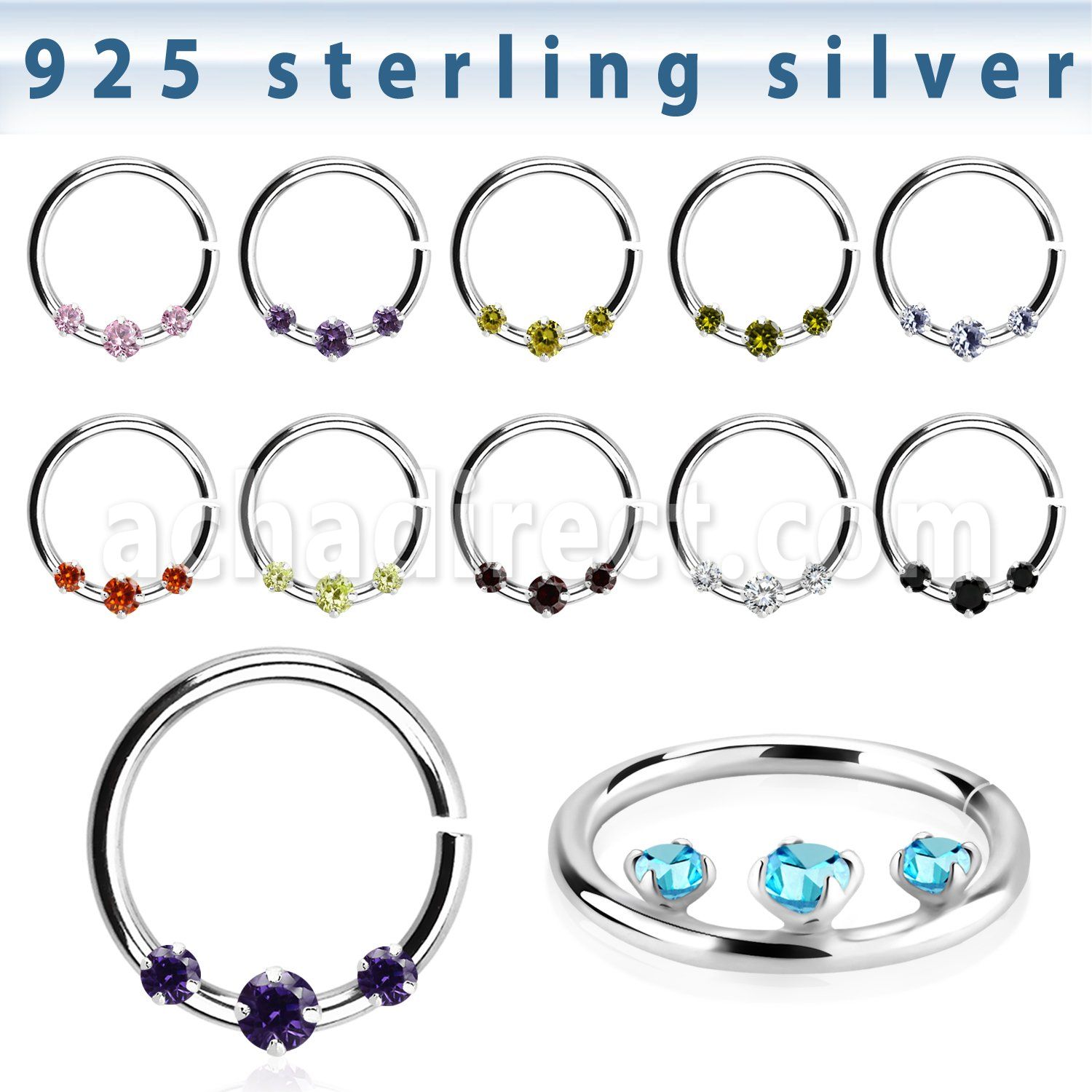 agspvz1 aro continuo plata 925 piercing septum 1mm zirconia 2mm centro entre 1 5mm 10mm mayorista