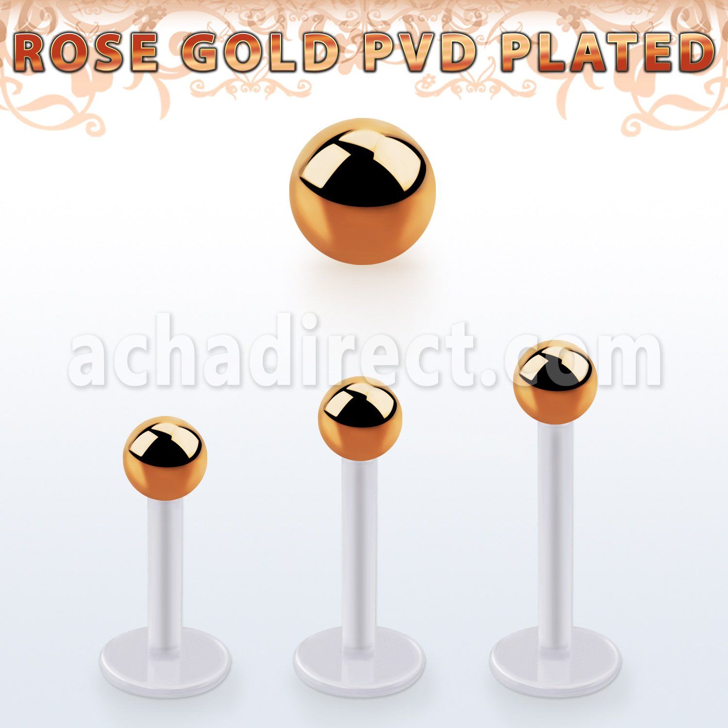 albttb3 labret bio flex bola acero pvd oro rosa 3mm distribuidor mayorista