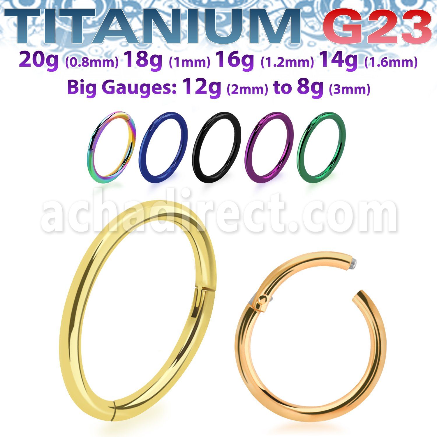 anodized titanium g23 hinged segment ring 