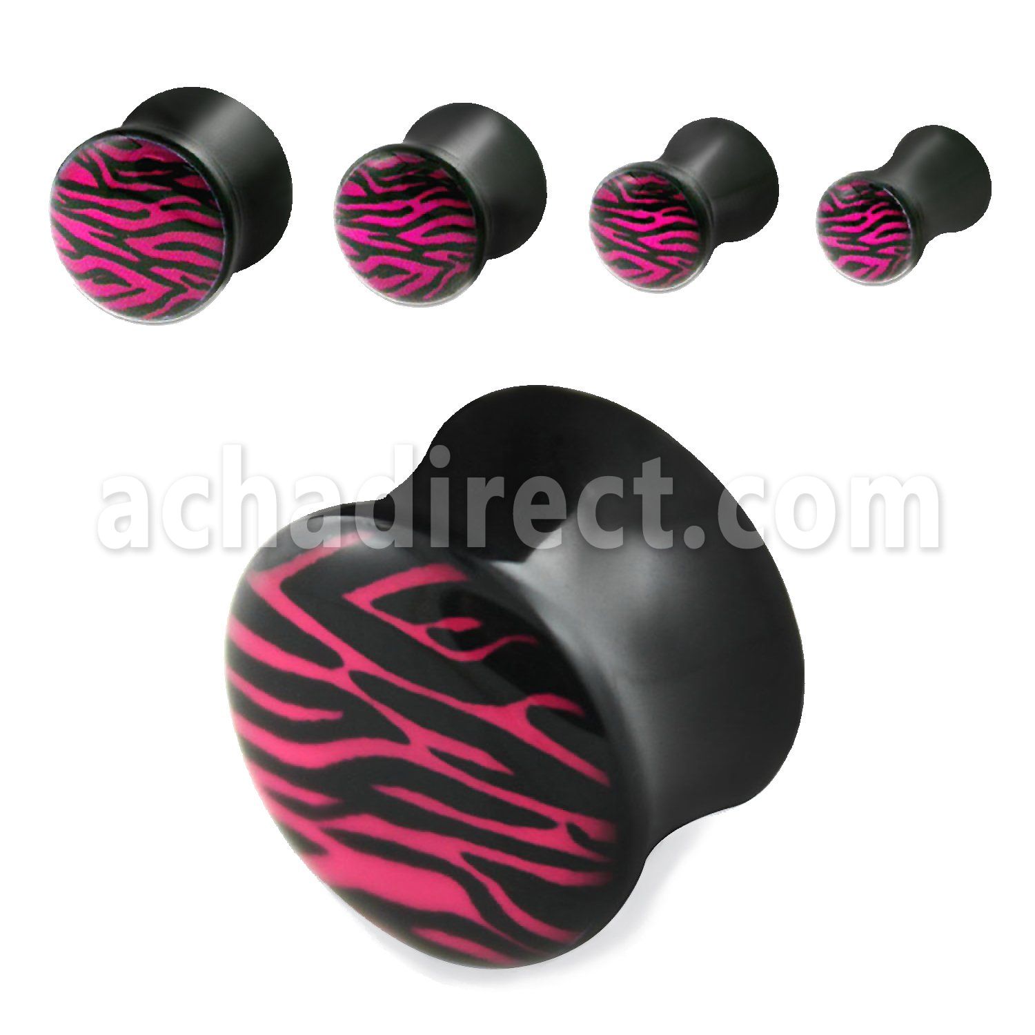 apgr dilatacion plug doble flare acrilico negro logo rayas cebra rosas negras joyeria 80's retro al por mayor