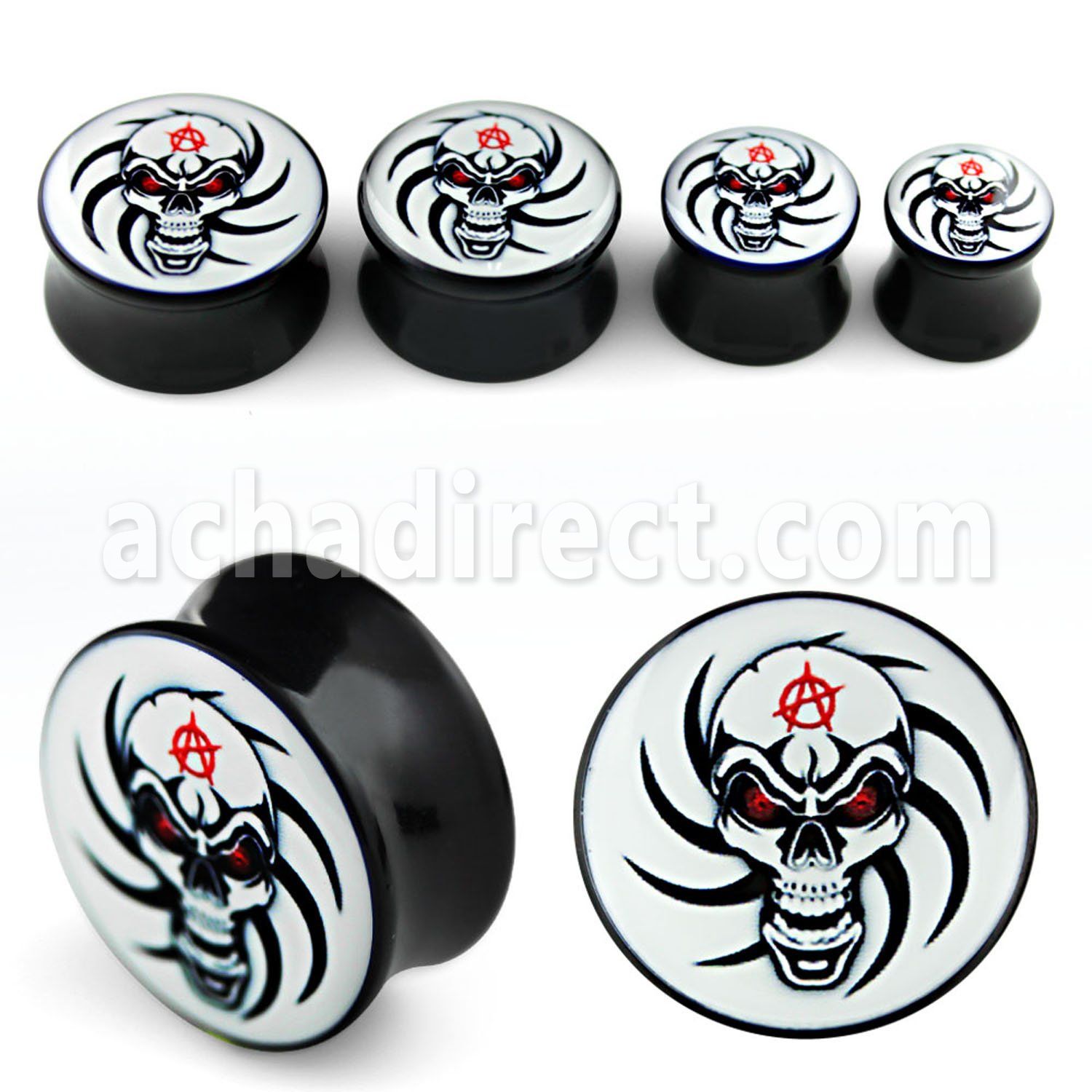 apgvv dilatacion plug doble flare acrilico negro logo calavera arte tatuaje distribuidor