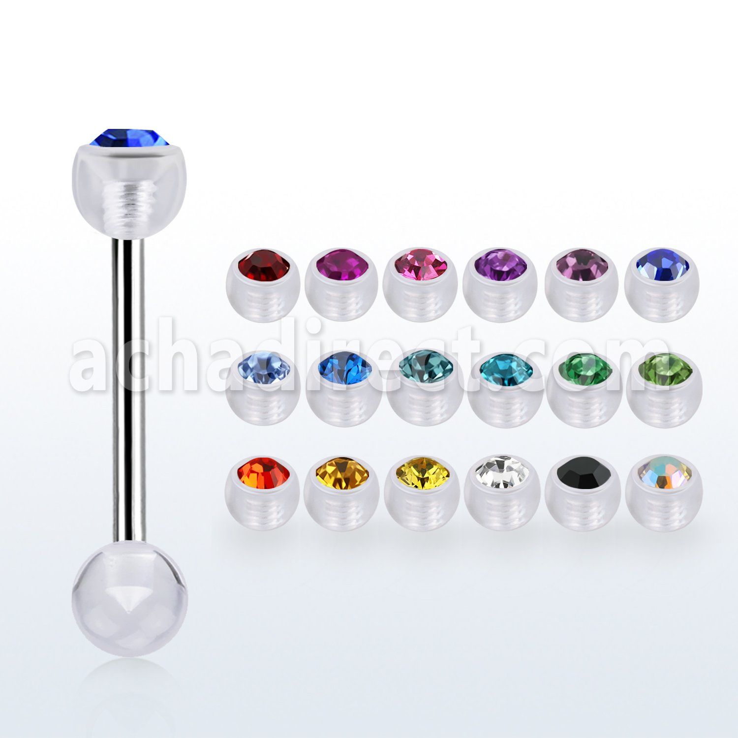 bbajb5 barbel lengua acero quirurgico bola bio flex 5mm cristal bisel bola acrilicia lisa 5mm al por mayor