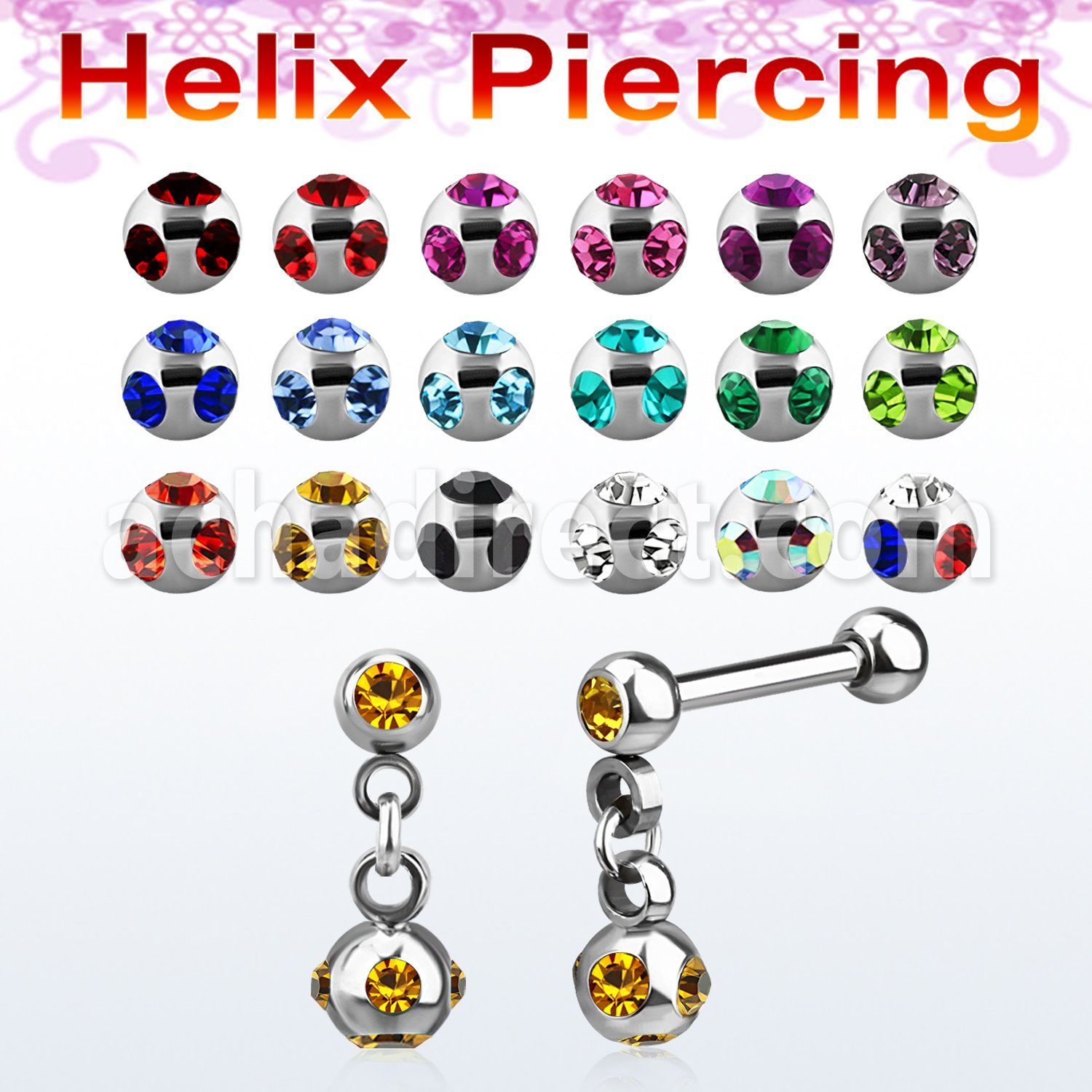 bber40 barbell helix acero quirurgico bolas 3mm bola multi joya 4mm mayorista
