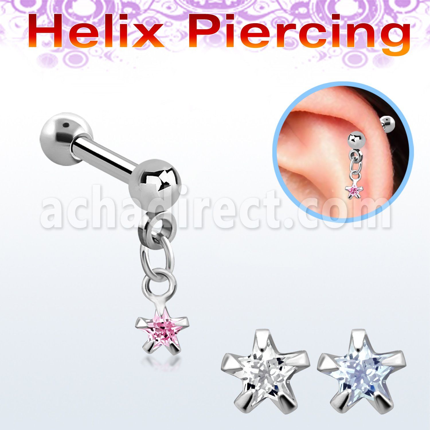 bberv5 barbell helix acero quirurgico estrella 3mm zirconita engastada venta