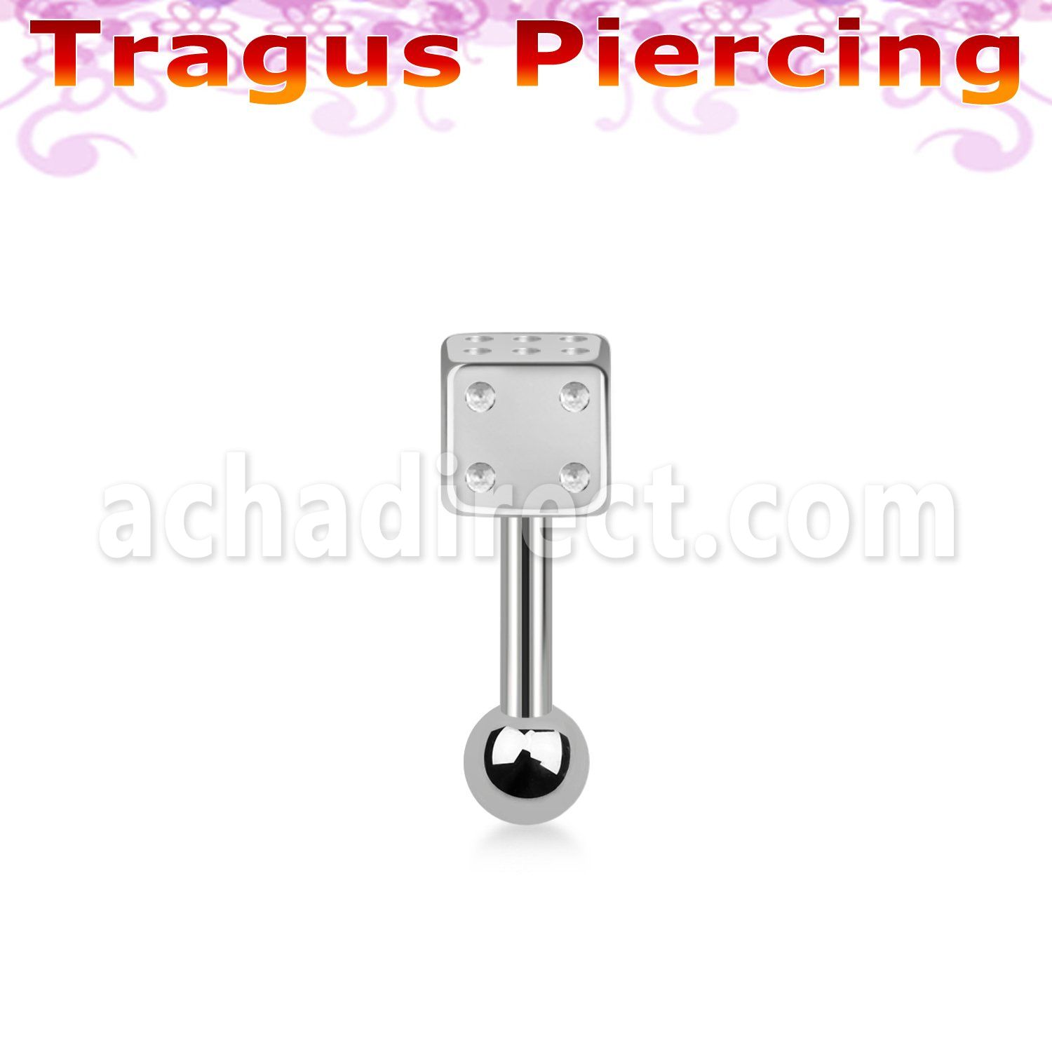 bbesdi4 barbell tragus acero quirurgico dado 4mm bola cierre 3mm inferior distribuidor mayorista
