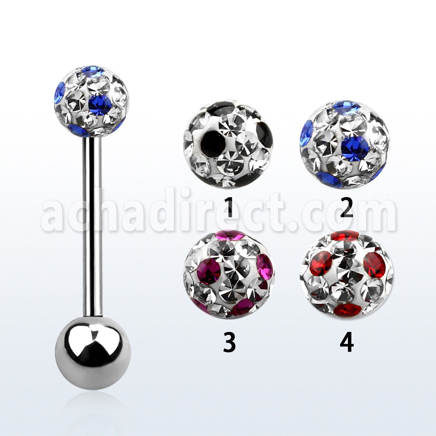 bbfr5a barbell lengua acero quirurgico bola multi cristal ferido 5mm puntos bola acero liso 5mm inferior mayorista