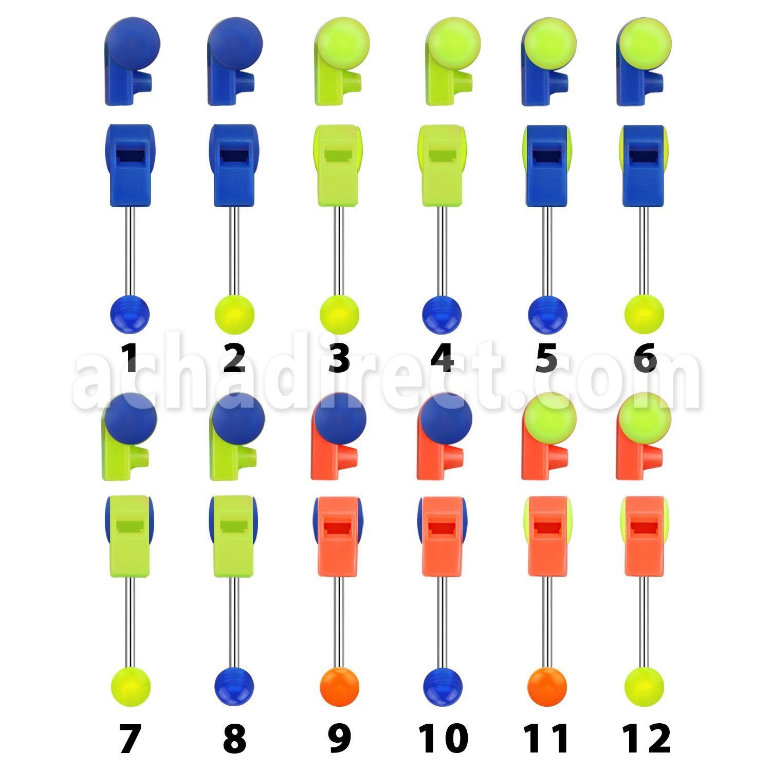 bbglwh barbell lengua acero quirurgico 316l silbato acrilico 16mm al por mayor