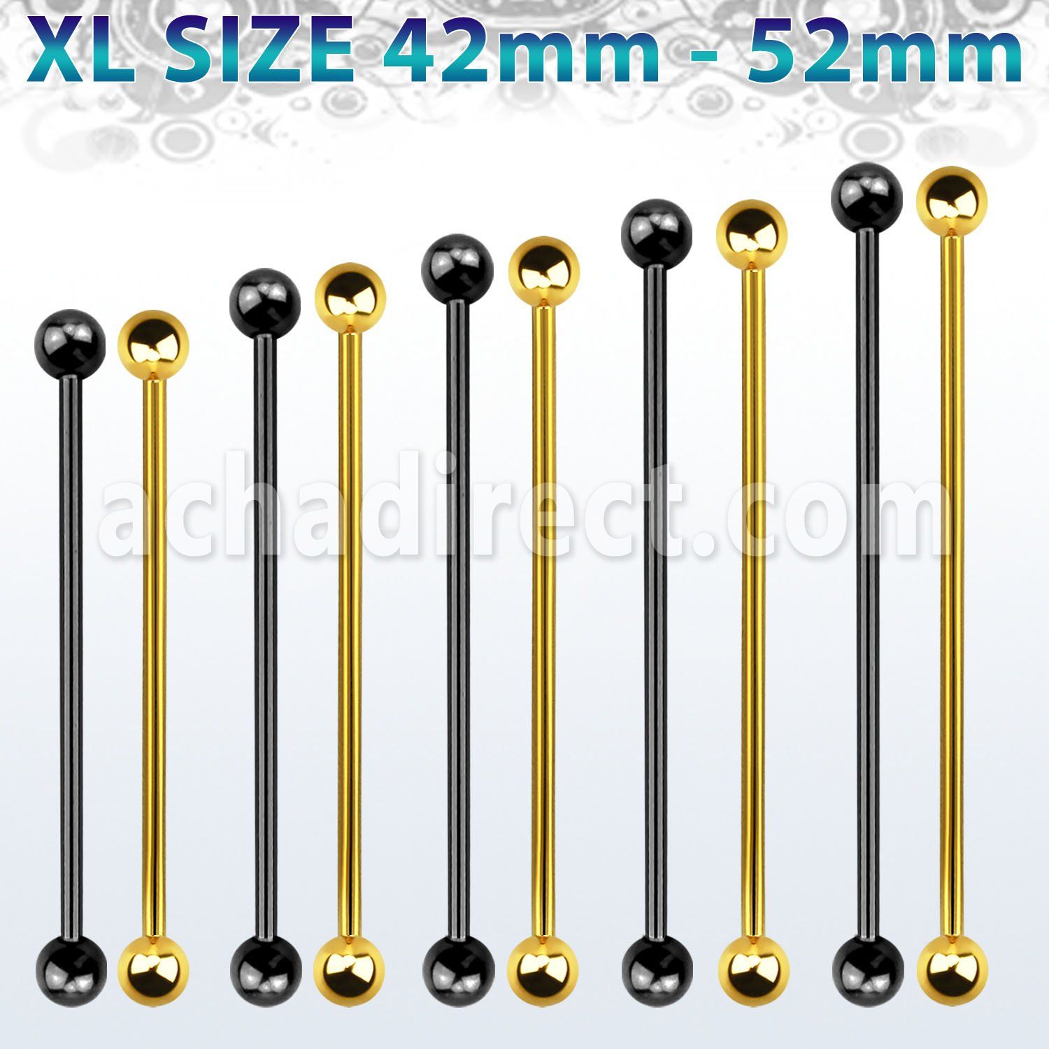 bbitbxl barbell industrial acero quirurgico pvd extra largo bolas 5mm al por mayor