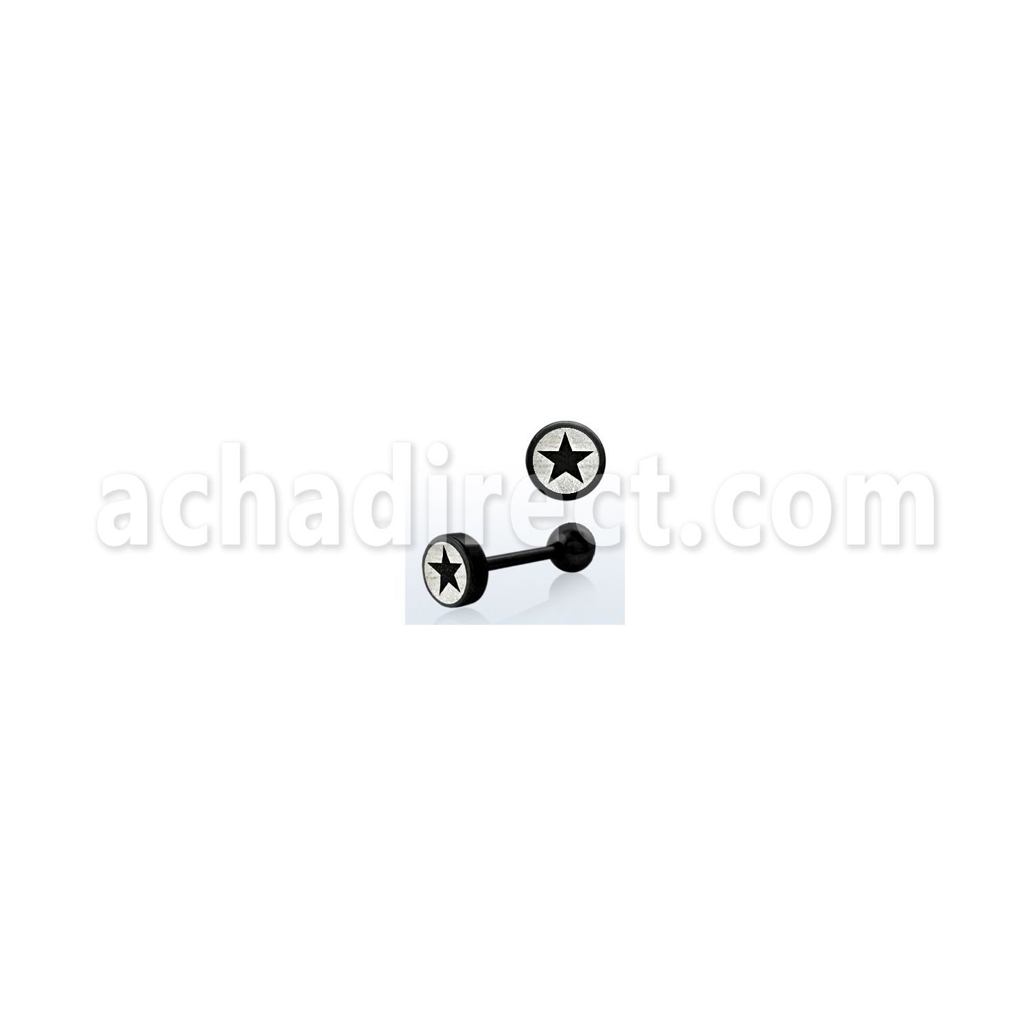 bbls5 barbell lengua acero quirurgico anodizado negro redonda 8mm logo estrella bola 6mm 16mm venta