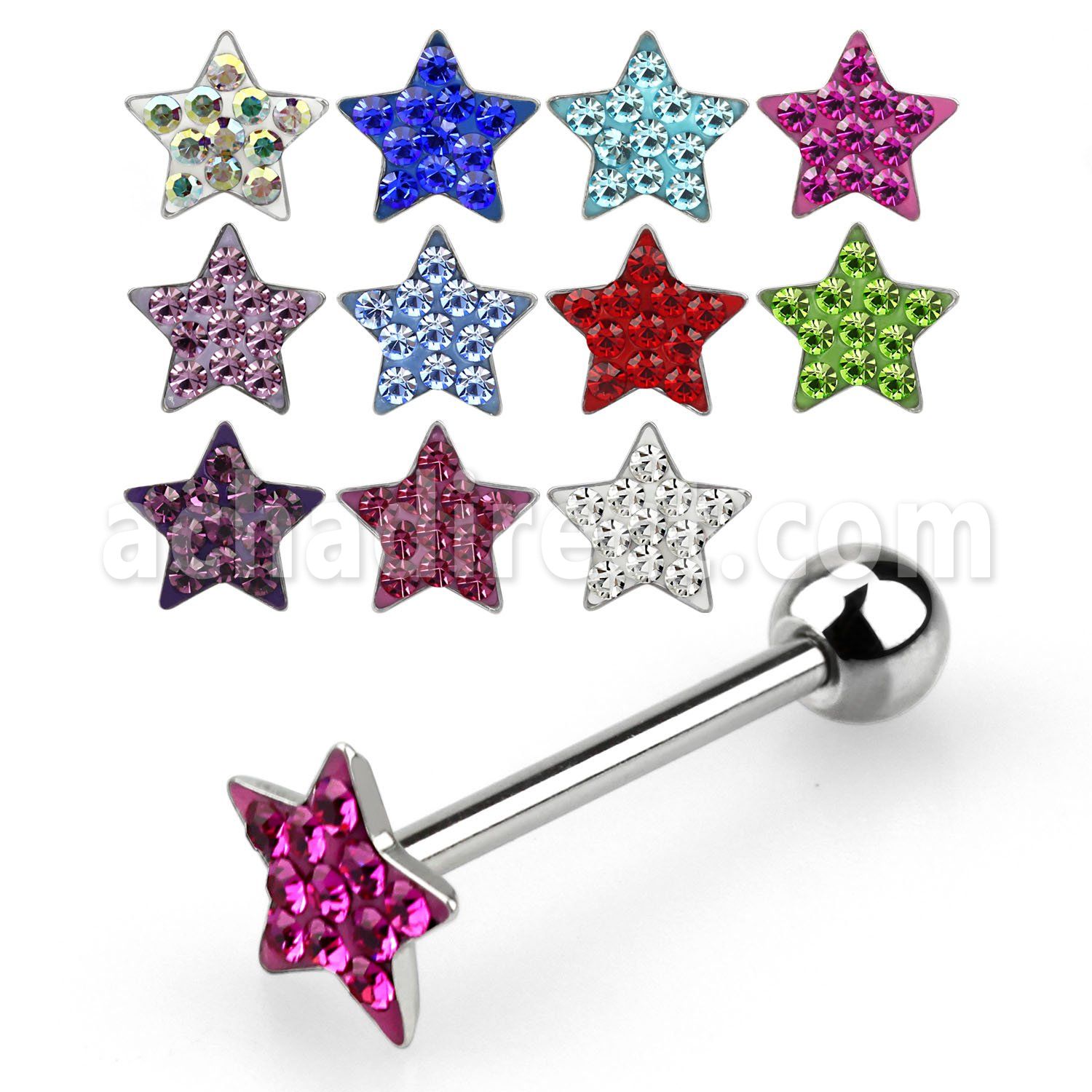 bbmtj1 barbell lengua acero quirurgico estrella cristal ferido bola acero 5mm 16mm mayorista