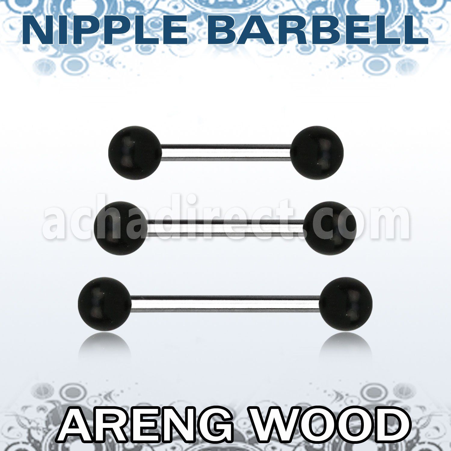 bbnpar5 barbell pezon organico barra acero 316l bolas madera areng 5mm mayorista