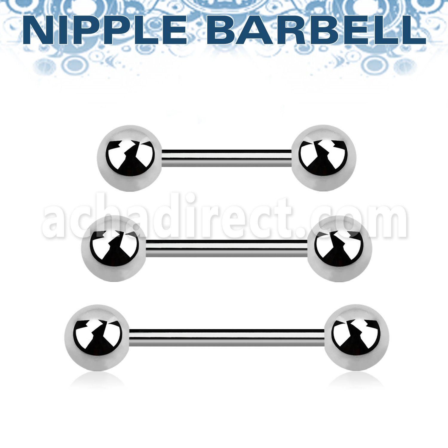 bbnpgg 316l steel nipple barbell two 6mm balls