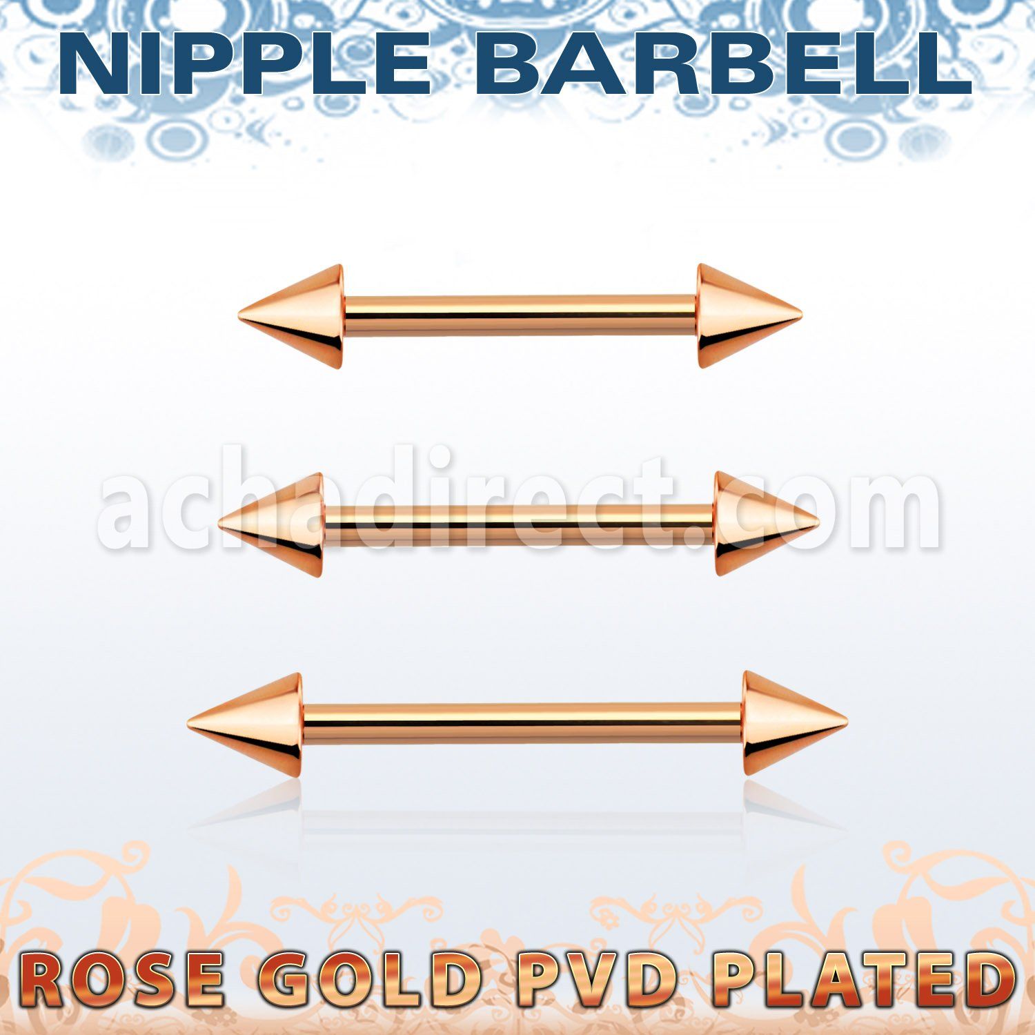 bbnpttcn barbell pezon acero 316l pvd oro rosa conos 4mm distribuidor mayorista