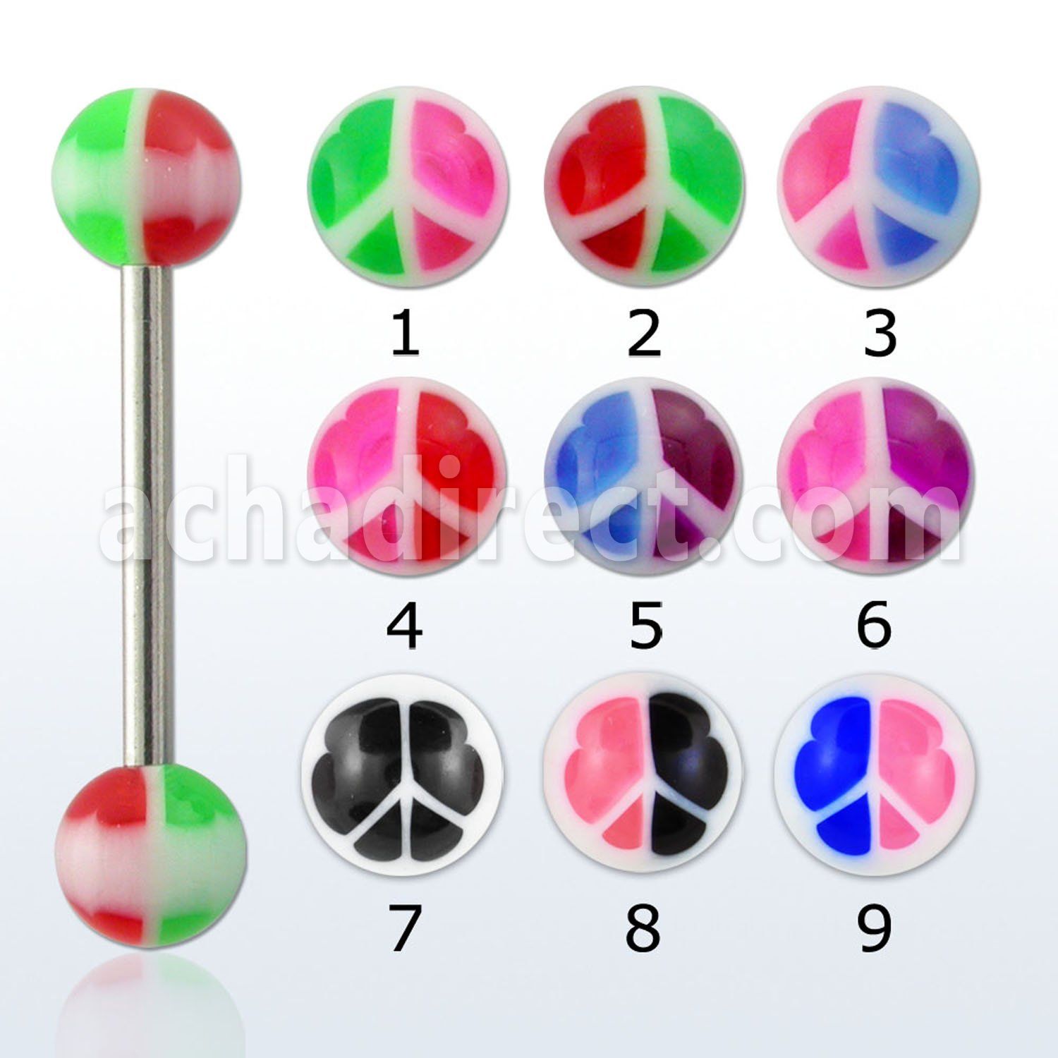bbpea barbell lengua acero quirurgico bolas acrilicas 6mm paz 16mm distribuidor