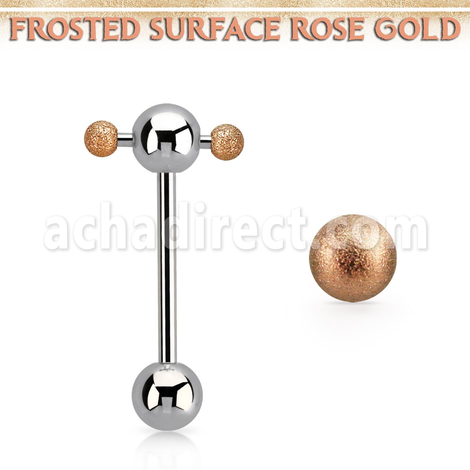 bbspnfor barbell lengua cruzado acero 316l bolas 6mm barra cruzada bolas 3mm acero esmerilado oro rosa 58 16mm mayorista