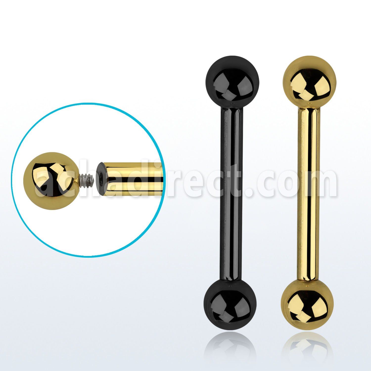 bbt10 barbell lengua acero 316l pvd 2 5mm bolas rosca interna 6mm al por mayor