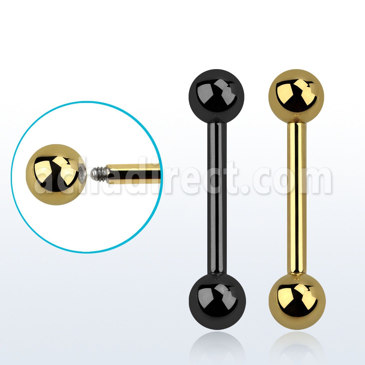 bbt12 barbell lengua acero 316l pvd 2mm bolas rosca externa 6mm al por mayor