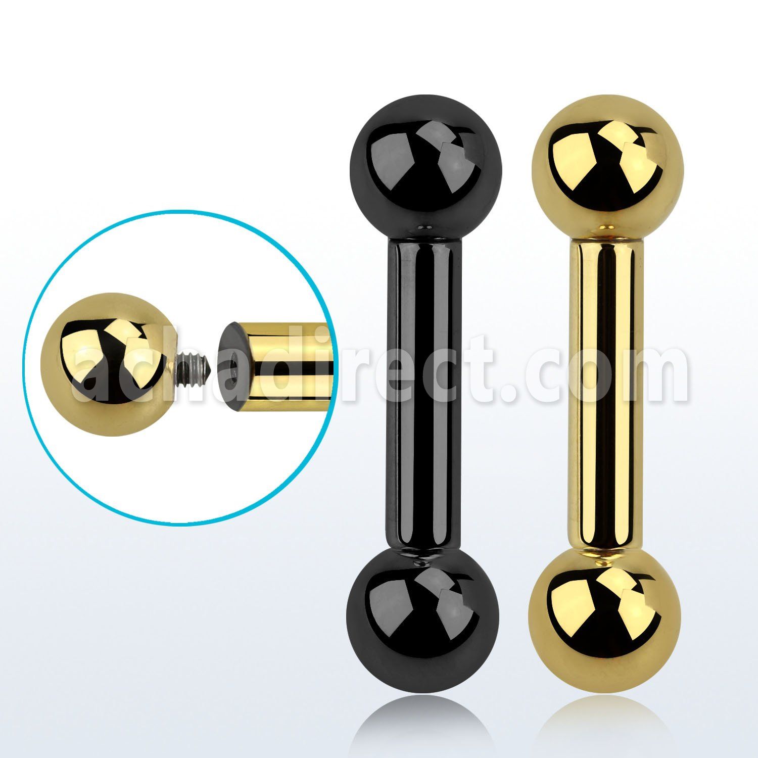 bbt4 barbell lengua acero 316l pvd 5mm bolas rosca interna 8mm distribuidor mayorista