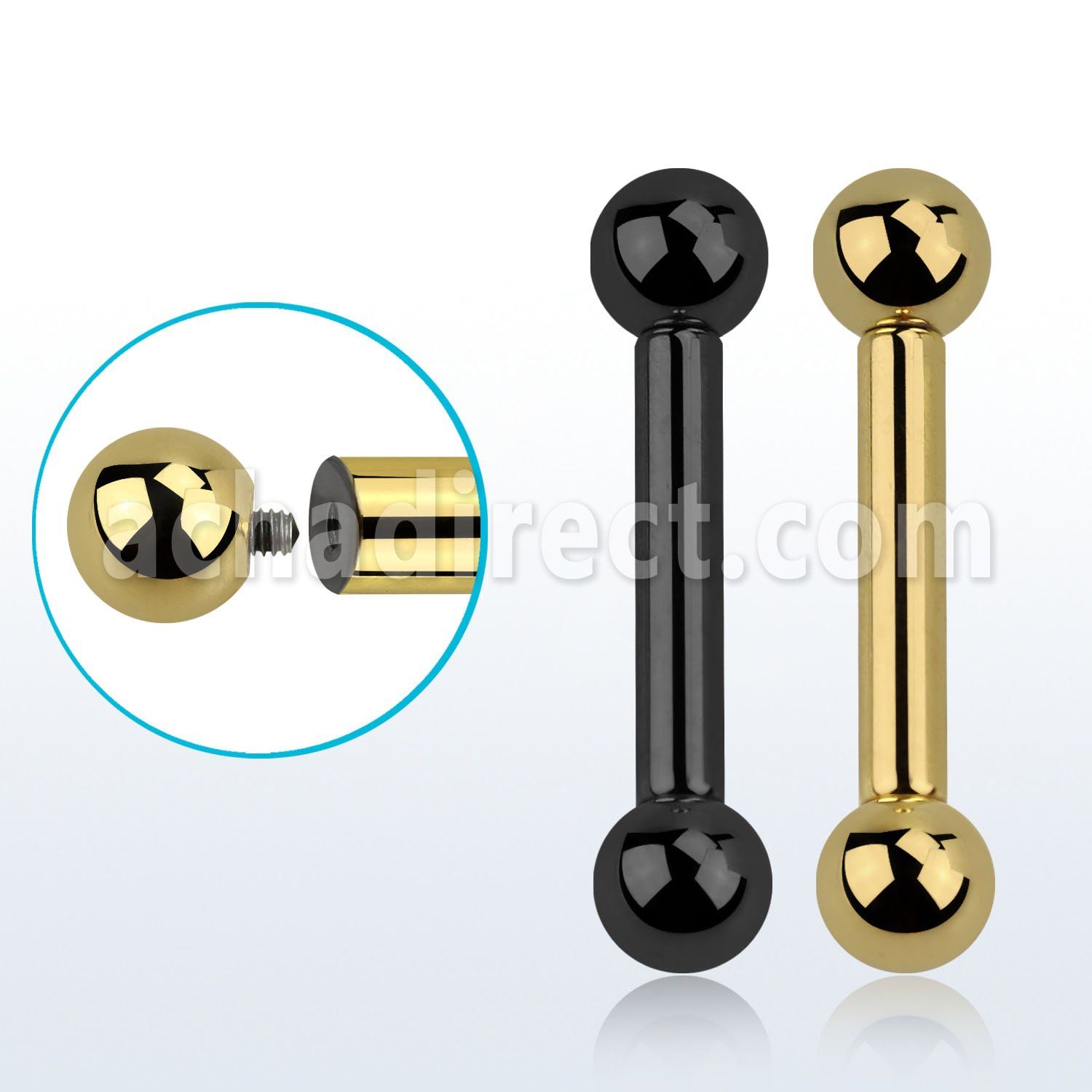 bbt8 barbell lengua acero 316l pvd 3mm bolas rosca interna 6mm venta