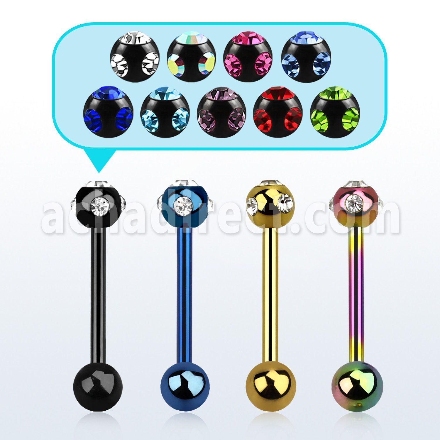 bbtc3 barbell lengua acero quirurgico anodizado bola multi joya 6mm bola lisa 6mm inferior distribuidor