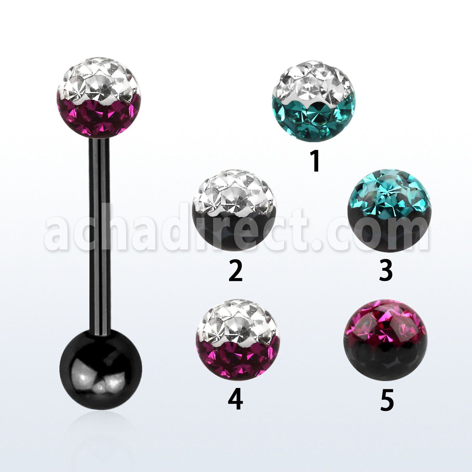 bbtfr5e barbell lengua acero quirurgico anodizado bola multi cristal ferido 5mm colores bola anodizada 5mm al por mayor