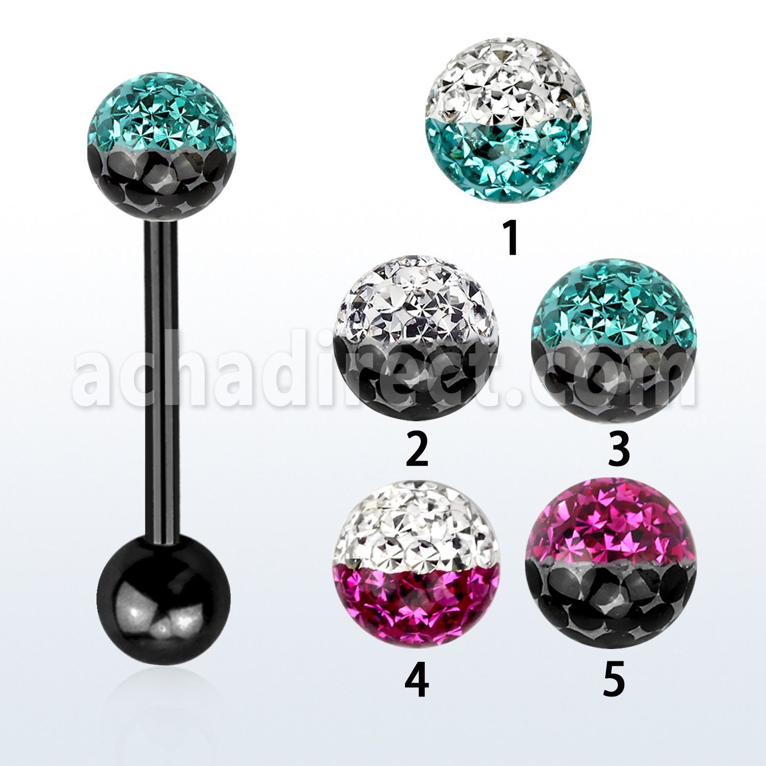 bbtfr6e barbell lengua acero quirurgico anodizado bola multi cristal ferido 6mm colores bola anodizada 6mm al por mayor